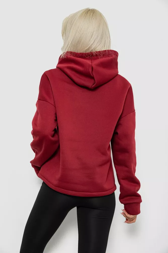 Купить Худи женский с капюшоном на флисе, цвет бордовый, 257R335 - Фото №4