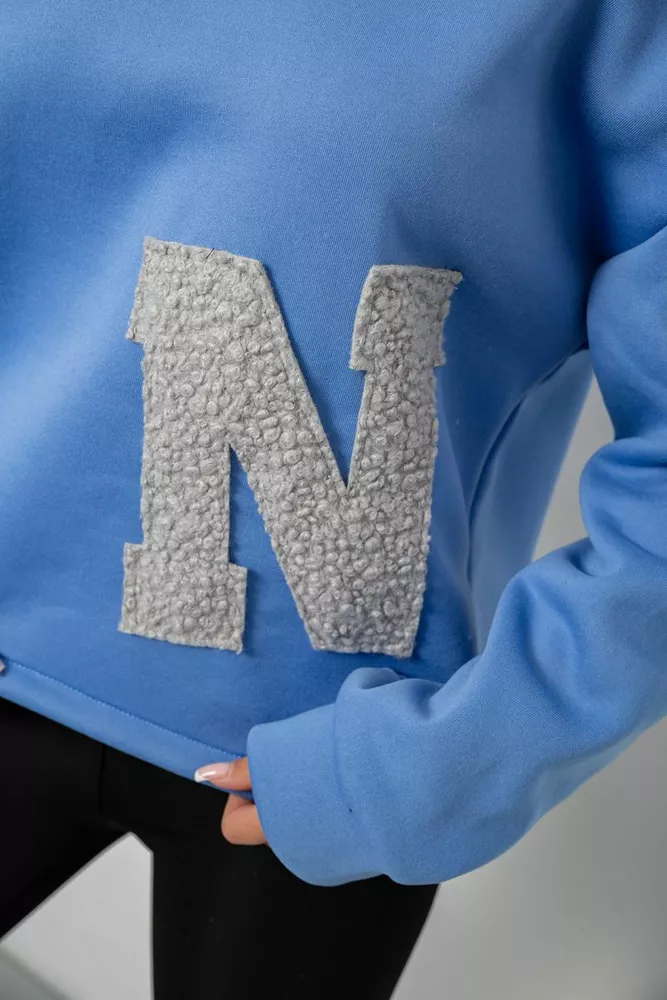 Купить Худи женский с капюшоном на флисе, цвет голубой, 257R335 - Фото №5