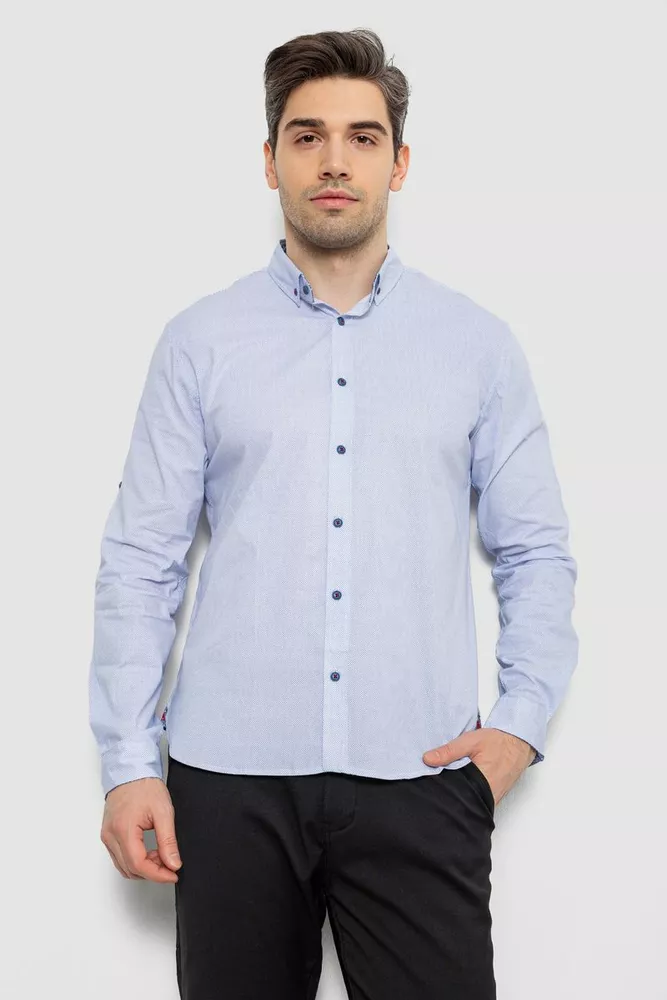 Купити Чоловіча сорочка з принтом, колір блакитний, 186R7071 - Фото №1