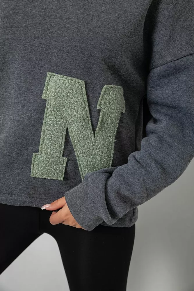 Купить Худи женский с капюшоном на флисе, цвет серый, 257R335 - Фото №5