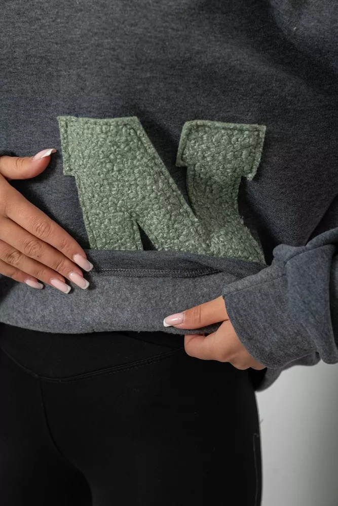 Купить Худи женский с капюшоном на флисе, цвет серый, 257R335 - Фото №6