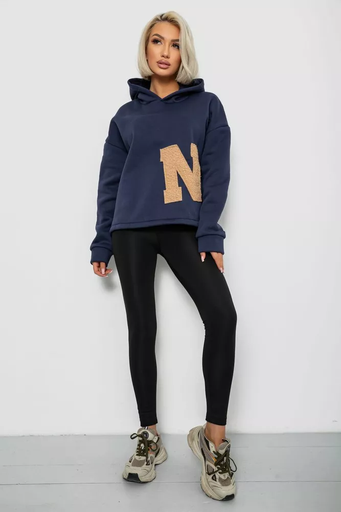 Купить Худи женский с капюшоном на флисе, цвет синий, 257R335 - Фото №2