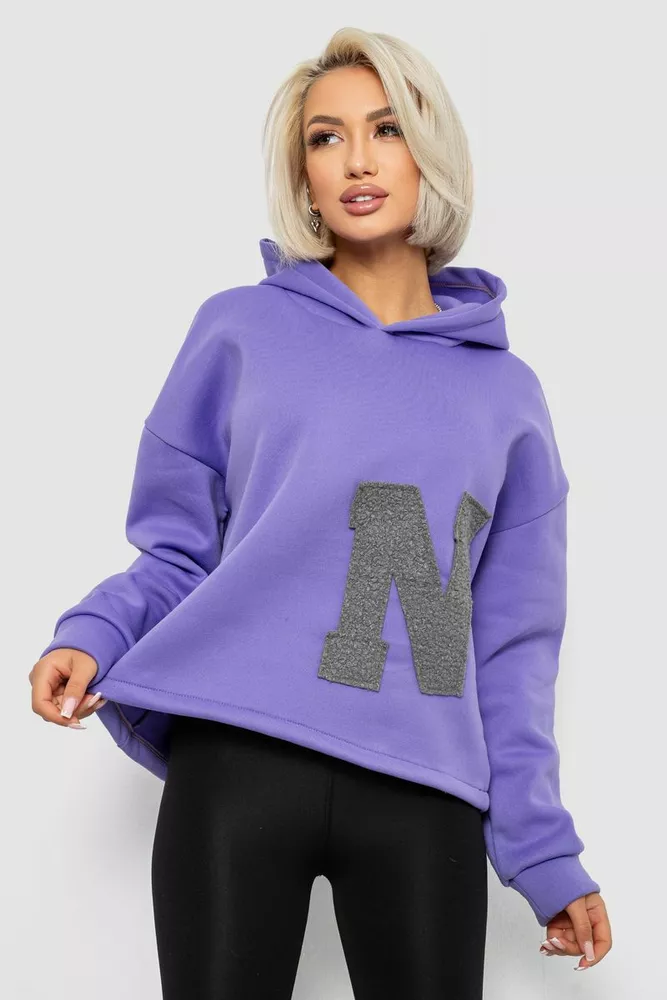 Купить Худи женский с капюшоном на флисе, цвет сиреневый, 257R335 - Фото №1