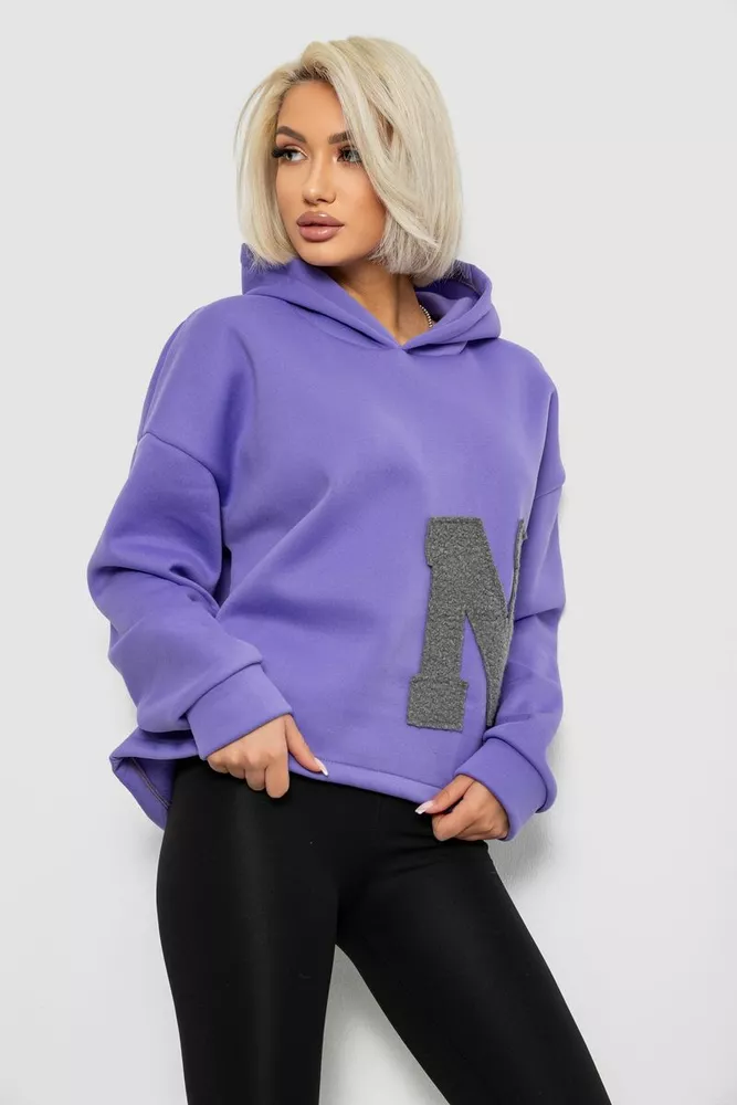 Купить Худи женский с капюшоном на флисе, цвет сиреневый, 257R335 - Фото №3