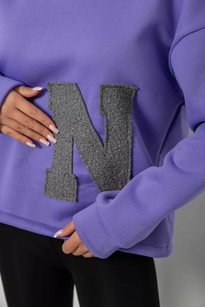 Купить Худи женский с капюшоном на флисе, цвет сиреневый, 257R335 - Фото №5