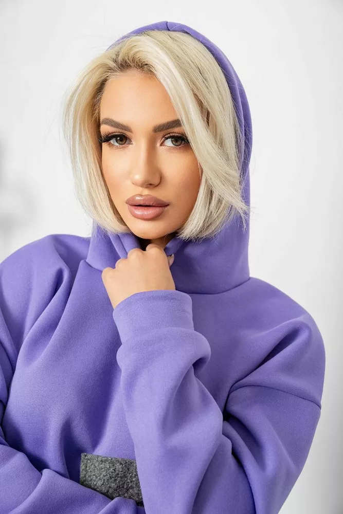 Купить Худи женский с капюшоном на флисе, цвет сиреневый, 257R335 - Фото №7