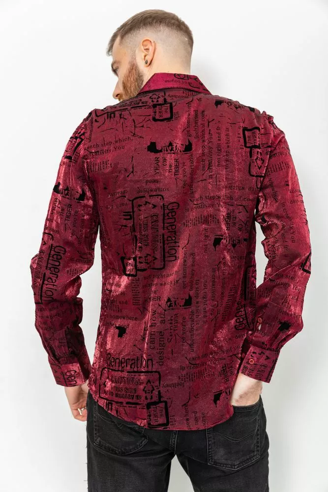 Купить Рубашка мужская, цвет бордово-черный, 131R151020 - Фото №4