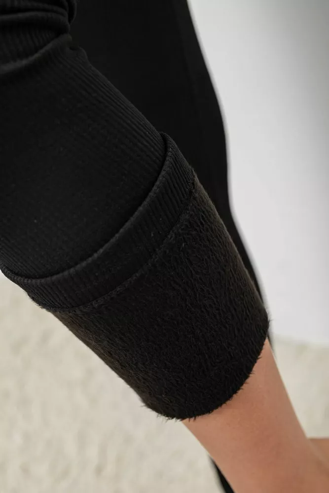 Купить Лосины в рубчик утепленные, цвет черный, 139RA9018 - Фото №6