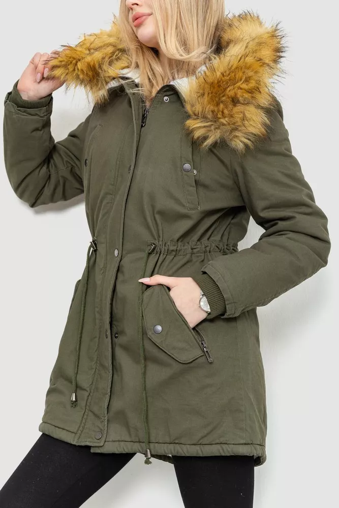 Купити Парка жіноча зимова, колір хакі, 244R6903 - Фото №3