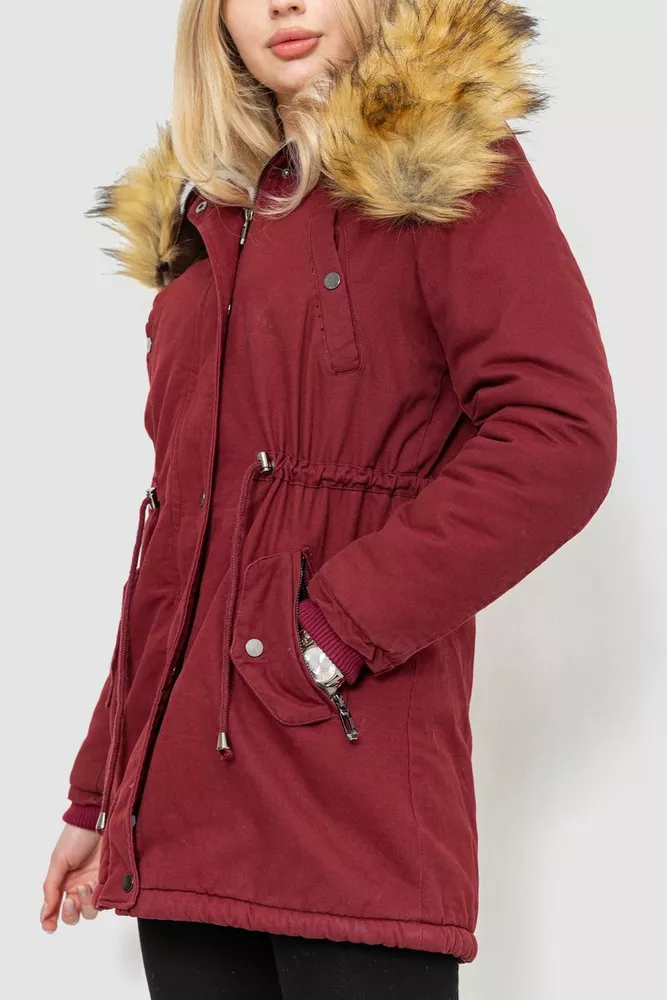 Купити Парка жіноча зимова, колір бордовий, 244R6903 - Фото №3
