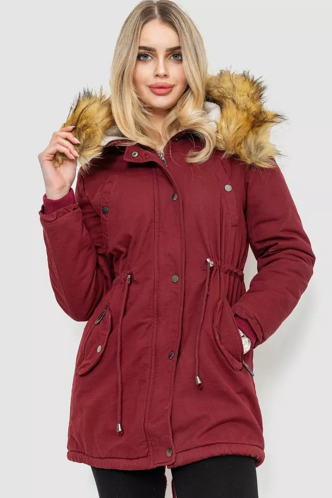 Купити Парка жіноча зимова, колір бордовий, 244R6903 - Фото №1