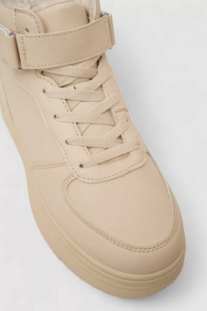 Купити Кросівки жіночі зимові на хутрі, колір бежевий, 248RAM02 - Фото №2