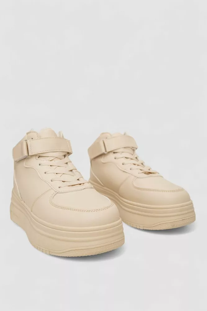 Купити Кросівки жіночі зимові на хутрі, колір бежевий, 248RAM02 - Фото №3