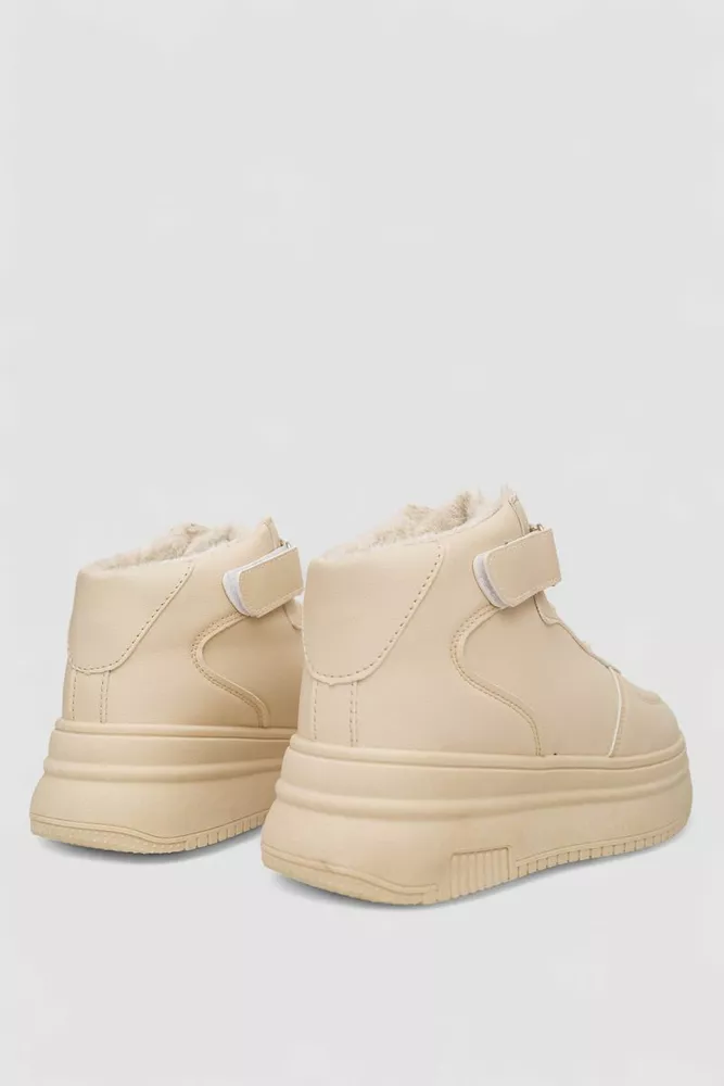 Купити Кросівки жіночі зимові на хутрі, колір бежевий, 248RAM02 - Фото №4