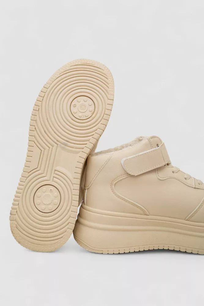 Купити Кросівки жіночі зимові на хутрі, колір бежевий, 248RAM02 - Фото №5