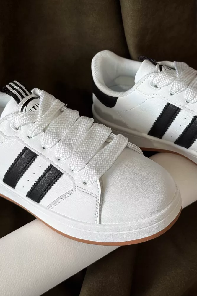 Купить Кроссовки женские экокожа, цвет бело-черный, 248RJH300-13 оптом - Фото №2