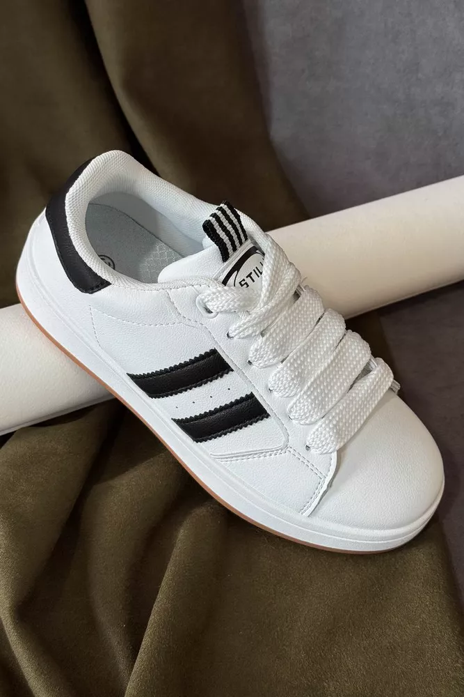 Купить Кроссовки женские экокожа, цвет бело-черный, 248RJH300-13 оптом - Фото №3