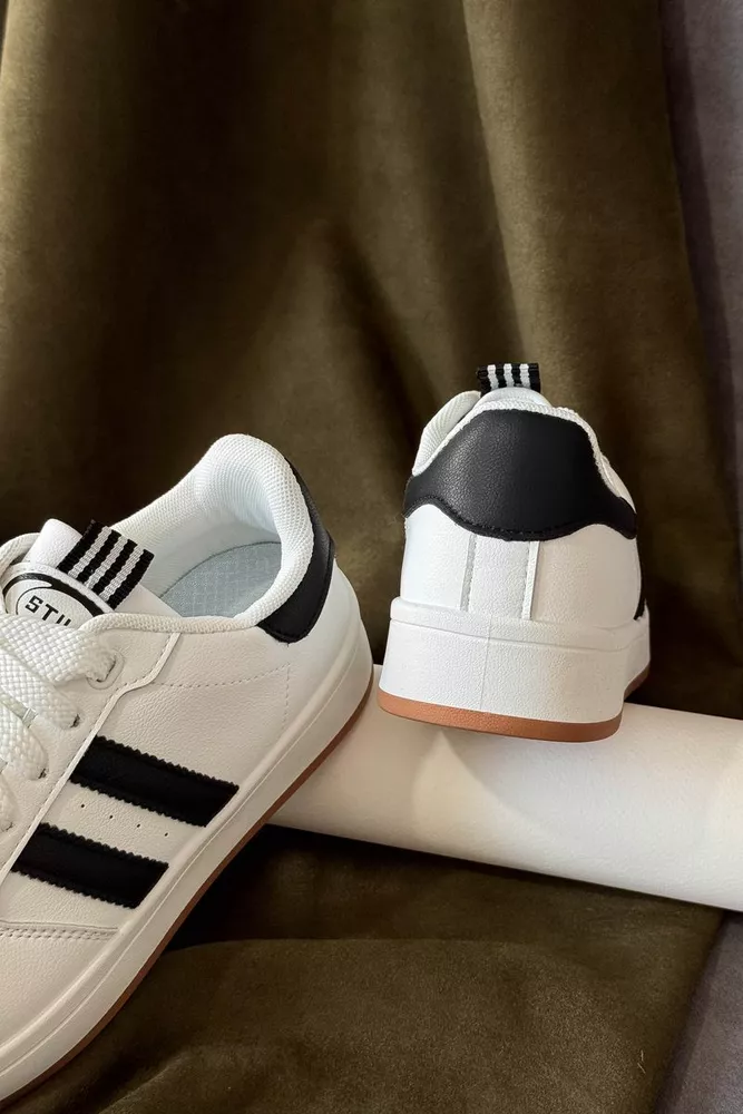 Купить Кроссовки женские экокожа, цвет бело-черный, 248RJH300-13 оптом - Фото №4