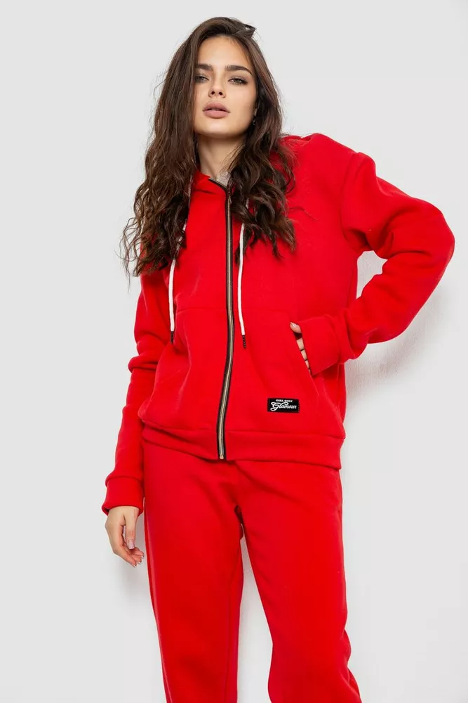 Купити Спортивний костюм жіночий на флісі, колір червоний, 244R1555 - Фото №2