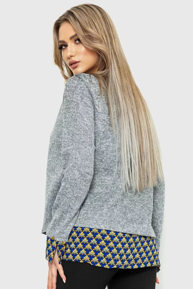 Купити Блуза жіноча обманка, колір сіро-синій, 230R53-3 - Фото №4