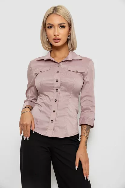 Сорочка класична в смужку  -уцінка, колір темно-пудровий, 230R643-U-133
