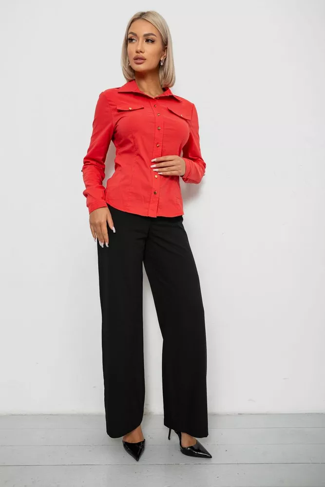 Купить Рубашка женская однотонная, цвет коралловый, 230R211 оптом - Фото №2