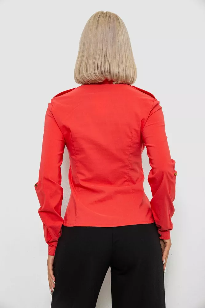 Купить Рубашка женская однотонная, цвет коралловый, 230R211 оптом - Фото №4