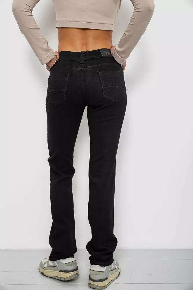 Купить Джинсы женские однотонные, цвет черный, 244R1031 - Фото №4