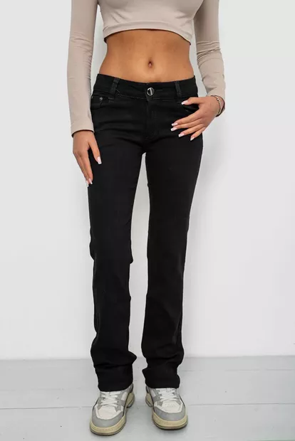 Джинсы женские однотонные, цвет черный, 244R1031
