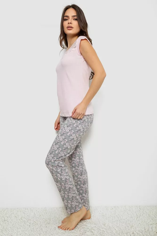 Купити Жіноча піжама з принтом  -уцінка, колір рожевий, 243R1484-004-U-11 оптом - Фото №3