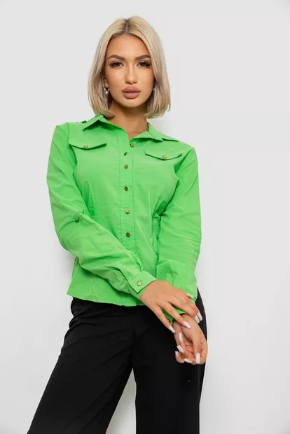 Рубашка женская однотонная, цвет салатовый, 230R211