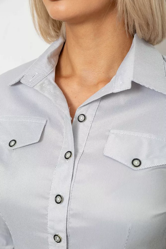 Купити Сорочка класична в смужку  -уцінка, колір сірий, 230R643-U-126 - Фото №5