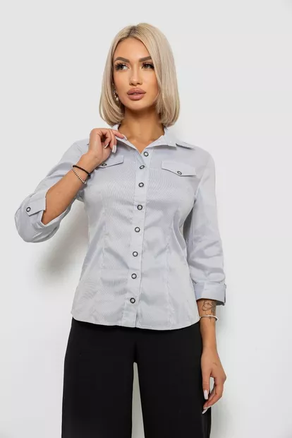Рубашка классическая в полоску  -уценка, цвет серый, 230R643-U-127