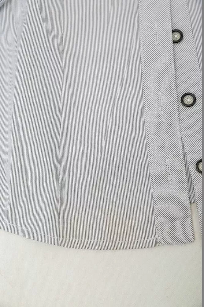 Купить Рубашка классическая в полоску  -уценка, цвет серый, 230R643-U-130 - Фото №6