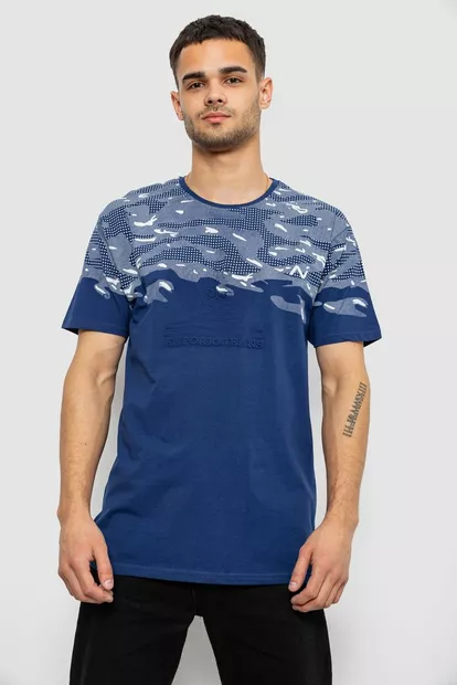 Футболка мужская с принтом, цвет синий, 244R2917