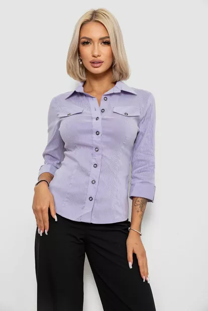 Сорочка класична в смужку  -уцінка, колір бузковий, 230R643-U-134