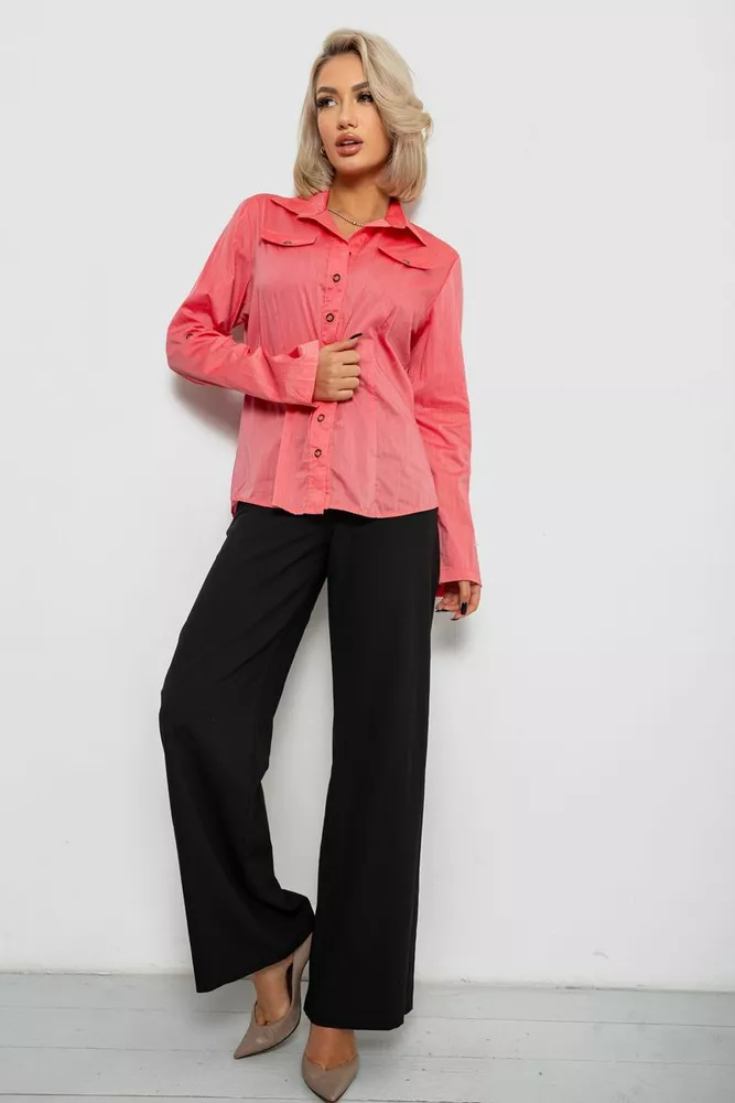 Купить Рубашка женская однотонная, цвет коралловый, 230R068-10 - Фото №2