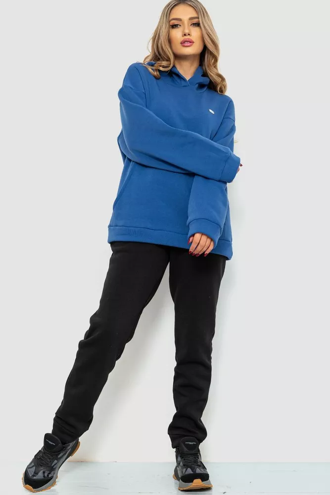 Купить Спорт костюм женский на флисе, цвет сине-черный, 112R702 - Фото №1