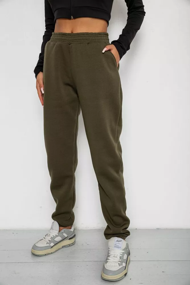 Купити Спортивні штани жіночі на флісі  -уцінка, колір хакі, 238R57828-U-25 - Фото №3