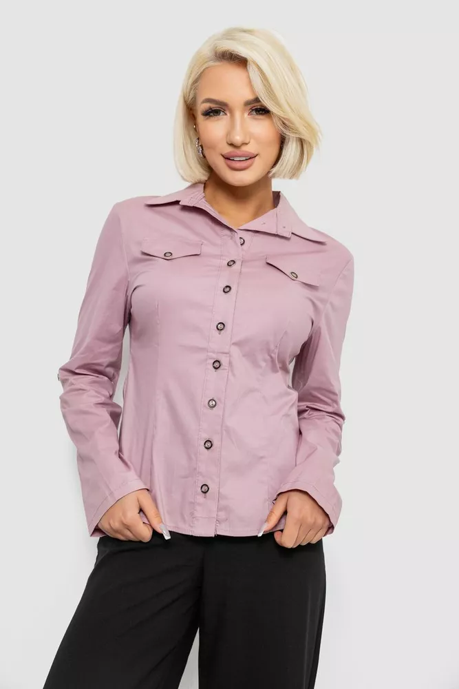 Купити Сорочка жіноча однотонна, колір пудровий, 230R068-10 - Фото №1