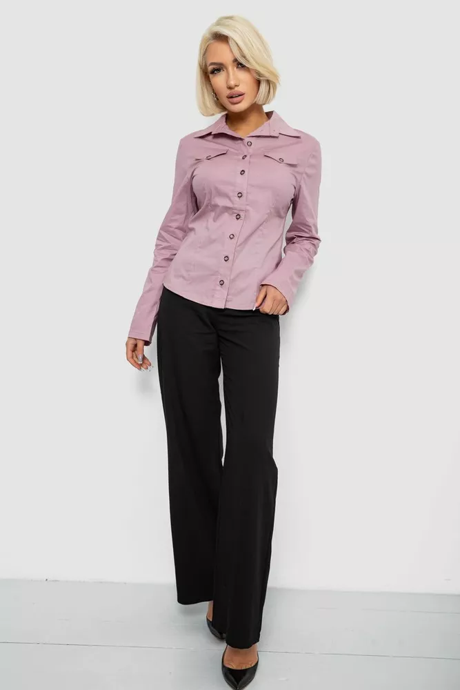 Купити Сорочка жіноча однотонна, колір пудровий, 230R068-10 - Фото №2
