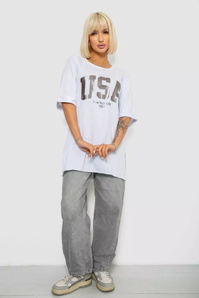 Купить Футболка женская с принтом, цвет белый, 244R2022-5 - Фото №2