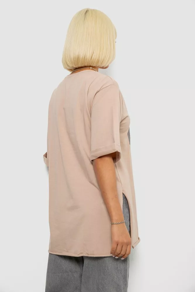 Купить Футболка женская с принтом, цвет бежевый, 244R2022-5 - Фото №4