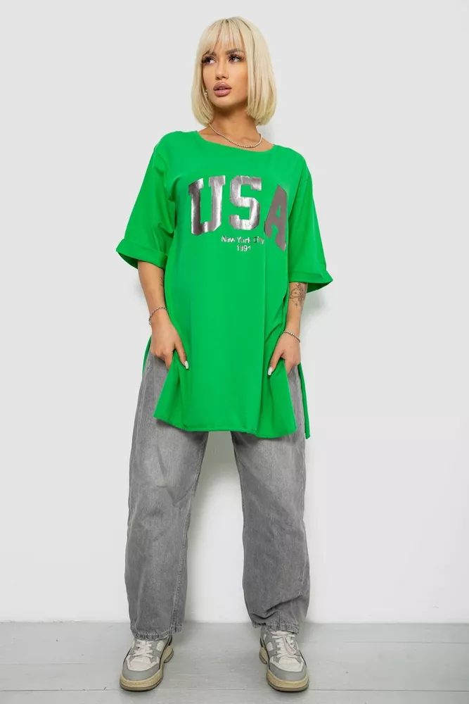 Купить Футболка женская с принтом, цвет зеленый, 244R2022-5 - Фото №2