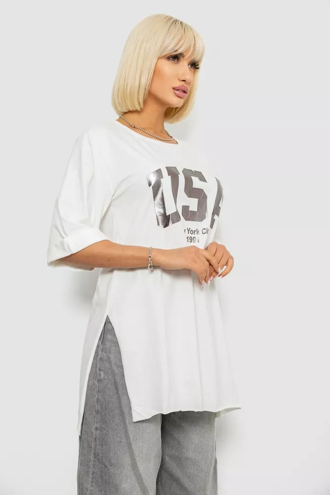 Купить Футболка женская с принтом, цвет молочный, 244R2022-5 - Фото №3