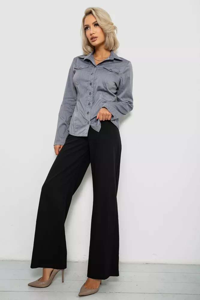 Купить Рубашка женская однотонная, цвет серый, 230R068-10 - Фото №2