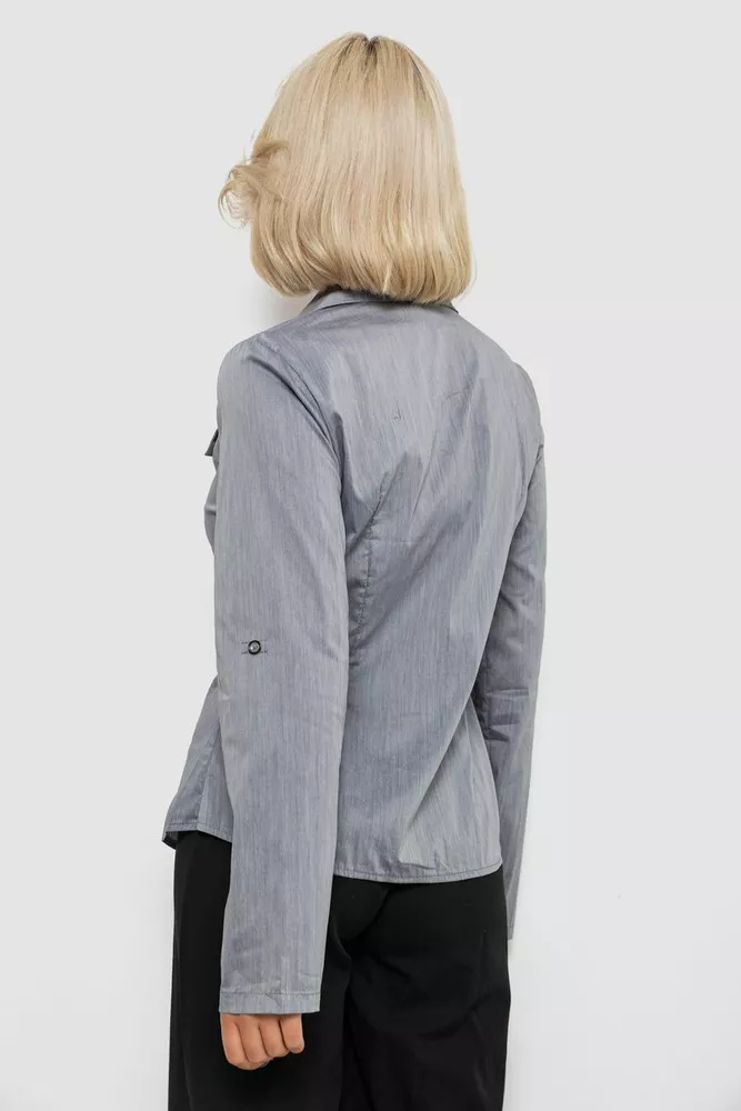 Купить Рубашка женская однотонная, цвет серый, 230R068-10 - Фото №4