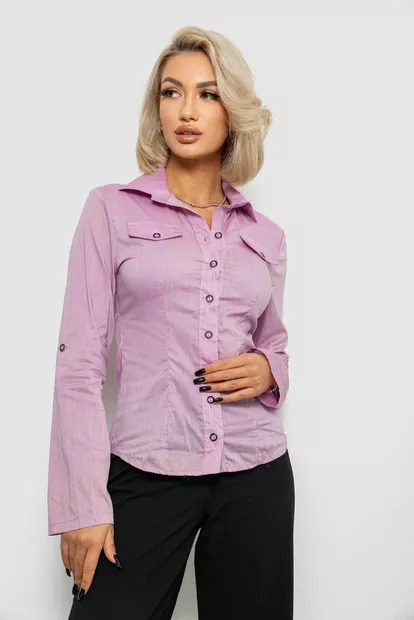 Рубашка женская однотонная, цвет сиреневый, 230R068-10