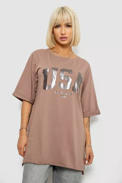 Футболка жіноча з принтом, колір мокко, 244R2022-5