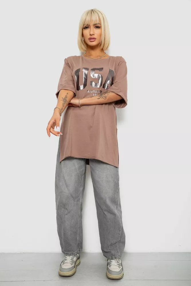 Купити Футболка жіноча з принтом, колір мокко, 244R2022-5 оптом - Фото №2